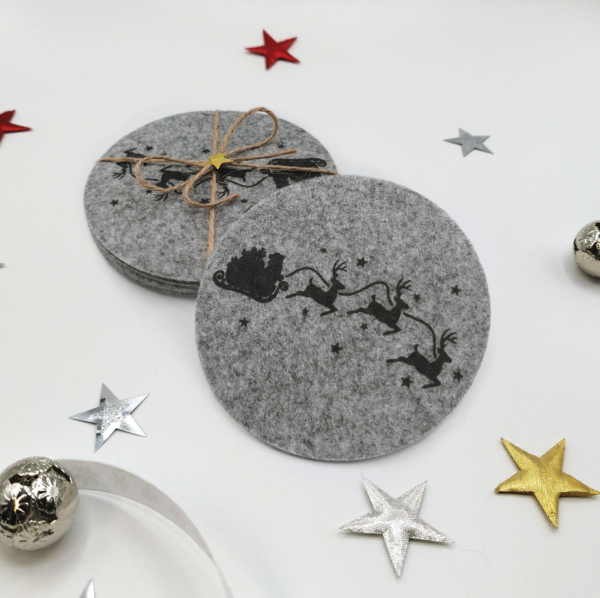 Untersetzer Filz Weihnachtsmann 4er Pack