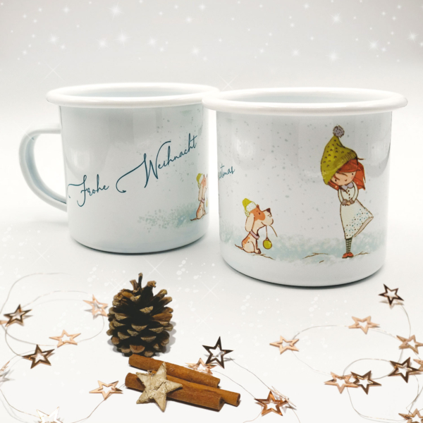 Emaile Tasse Weihnachtshund