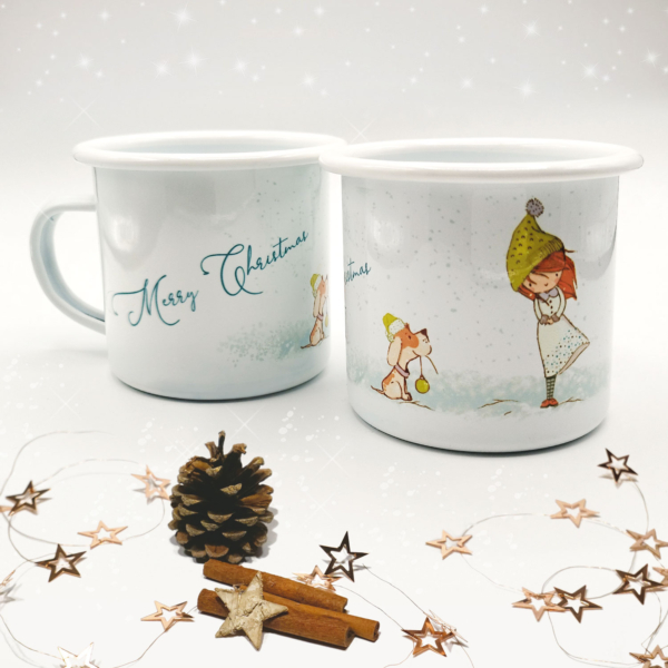 Emaile Tasse Weihnachtshund – Bild 3